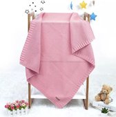 Baby wiegdeken gebreid roze 80x100cm