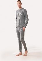 Feyza - Bijpassende Pyjama Set Voor Koppels, Lange Mouwen, Donkergrijs, Heren - S