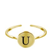 Lucardi Dames Ring alfabet verstelbaar goldplated - Ring - Cadeau - Echt Zilver - Goudkleurig