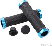 ESTARK® - Fietshandvatten - Lock-On - Handvatten - Universeel - Fiets – Mountainbike – Professioneel - Grips - Extra Grip – Fietshandvaten -Handvaten - Handig te monteren - Anti-slip – Fietsen – Stuur – Bikegrips – Lock-on Aanspanbaar - Blauw - LO-bl