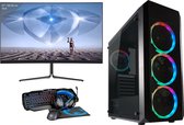AMD Ryzen 3 Gaming Set - Complete Game PC - (27" Curved Gaming Monitor - Gaming Keyboard  - Headset - Muis -Muismat) | 8 GB | 480 GB SSD | WiFi
