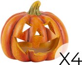 GLAMOMAX Halloween Pompoenhoofd Decoratie - 4 Stuks - 10X8XH9,5CM - Keramiek - Oranje - Halloween - Accessoires