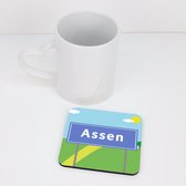 Onderzetter voor glazen met opdruk plaatsnaambord Assen - 10x10 cm - 1 stuk