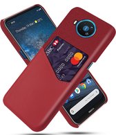 Nokia 8.3 hoesje - Lederen hardcase met vakje voor pasje - Rood - GSM Hoesje - Telefoonhoesje Geschikt Voor: Nokia 8.3