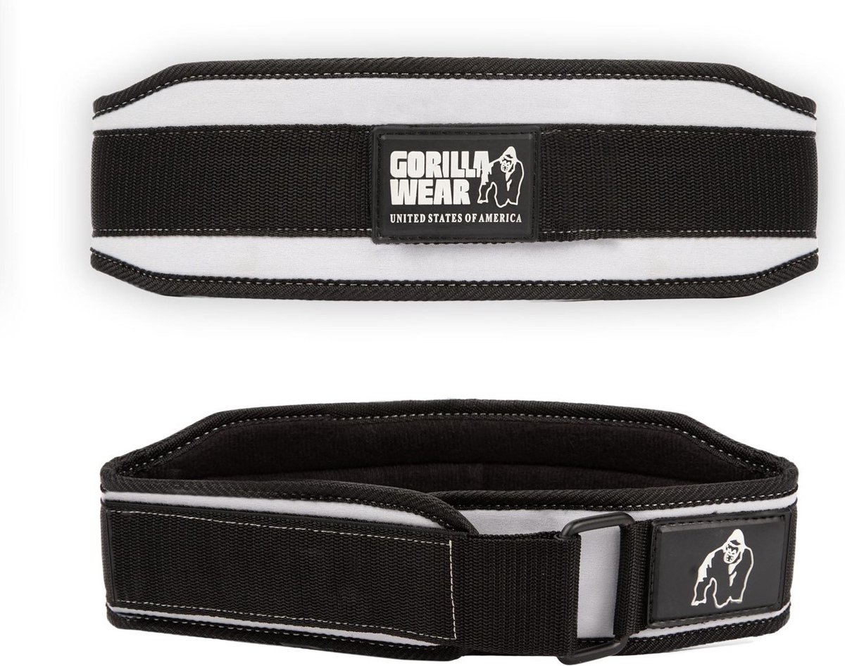 Gorilla Wear 4 Inch Nylon Sportriem - Halterriem - Dames - Zwart / Wit - M