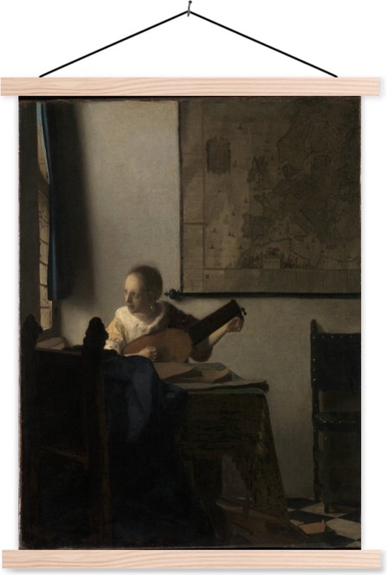 Le joueur de luth - Peinture par Johannes Vermeer assiette d'école lattes plates blanc 60x80 cm - Tirage photo sur affiche textielposter (décoration murale salon / chambre)