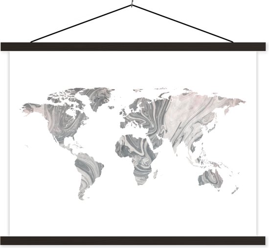 Décoration murale - Wereldkaart - Peinture - Grijs - Affiche Scolaire - 150x113 cm - Affiche Textile - Affiche Textile