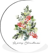 WallCircle - Wandcirkel - Muurcirkel - Kerst - Waterverf - Kerstboom - Aluminium - Dibond - ⌀ 60 cm - Binnen en Buiten