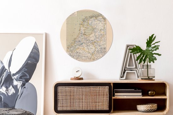 WallCircle - Wall Circle - Wall Circle - Carte - Vintage - Nederland - Aluminium - Dibond - 60x60 cm - Intérieur et Extérieur