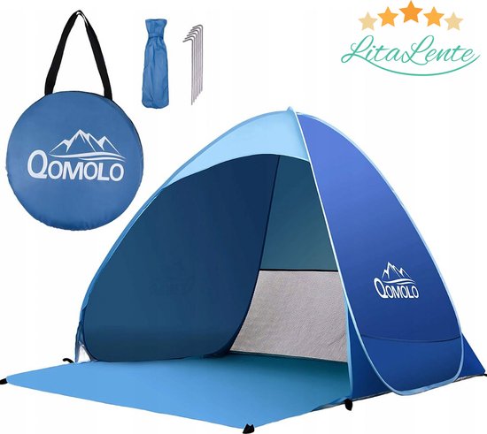 Praktisch Perth Blackborough Nuttig Strandtent- pop-up strandtent-draagbare tent-Anti-UV 50+ - blauw met  draagtas -... | bol.com