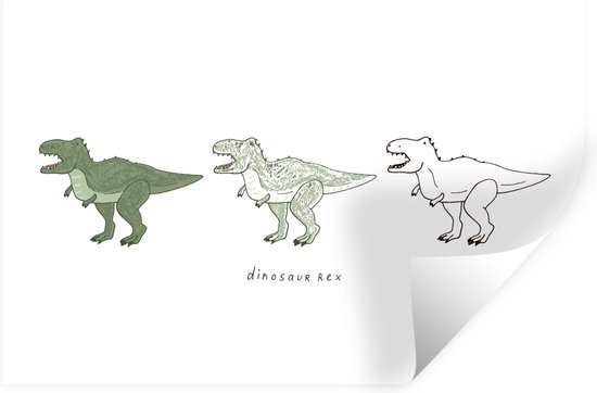 Muurstickers - Sticker Folie - Dinosaurus - Kinderkamer - Tyrannosaurus - Jongens - Meisjes - Kinderen - 30x20 cm - Plakfolie - Muurstickers Kinderkamer - Zelfklevend Behang - Zelfklevend behangpapier - Stickerfolie