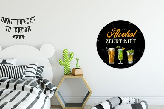 WallCircle® Wandcirkel 60x60 cm - Muurcirkel Alcohol - Drank - Glazen - Muurdecoratie woonkamer - Wanddecoratie slaapkamer - Kamer decoratie accessoires - Ronde schilderijen - Cadeau voor vrouw - Cadeau voor man