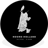 WallCircle - Wandcirkel ⌀ 90 - Noord-Holland - Nederland - Plattegrond - Ronde schilderijen woonkamer - Wandbord rond - Muurdecoratie cirkel - Kamer decoratie binnen - Wanddecoratie muurcirkel - Woonaccessoires - Stadskaart