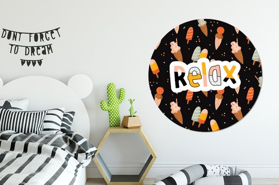 Wall Circle - Wall Circle Indoor - Summer - Zwart - Glace - ⌀ 150 cm - Peintures Décoration murale - Tableaux Ronds