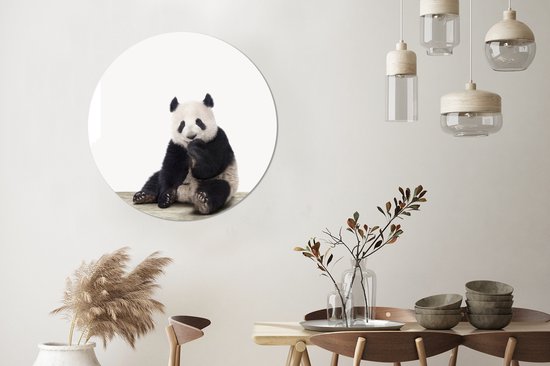 Cercle mural - Cercle mural - ⌀ 90 cm - Plastique - Animaux - Panda - Zwart - Wit