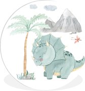 WallCircle - Wandcirkel ⌀ 30 - Kinderkamer - Boom - Dinosaurus - Jongen - Meisje - Kinderen - Ronde schilderijen woonkamer - Wandbord rond - Muurdecoratie cirkel - Kamer decoratie binnen - Wanddecoratie muurcirkel - Woonaccessoires