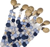 Speenkoord spenenketting blauw met gehaakte en silicone bijtkralen