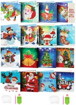 Crafterman™ Diamond Painting Kerstkaarten pakket Volwassenen - VOORDEEL SET - RONDE STEENTJES! - 16 Pack - Met tijdelijk E-Book