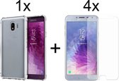 Samsung J4 2018 Hoesje - Samsung Galaxy J4 2018 hoesje shock proof case transparant - 4x Samsung J4 2018 Screenprotector