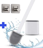 Wc borstel - Wc borstel met houder - Toiletborstel  Met Houder Wit - Vrijstaand - Flexibel - Inclusief Ophangsysteem