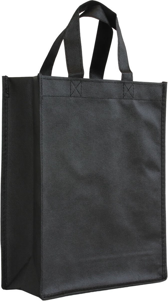 Shopper Bag - 10 stuks - Zwart - 24x30x10cm - Non Woven - Shopper tas