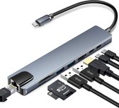 Hub USB C Hub de type C 8-en-1 avec port Ethernet, un câble HDMI 4K, 2 ports USB 3.0, charge 100 W Power Delivery et lecteur de carte mémoire SD pour Apple MacBook Pro/ Air / Chromebook / HP / Asus / Lenovo