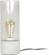 Leitmotiv Tafellamp Lax - Cement voet, Grijs Glas - 32x12cm