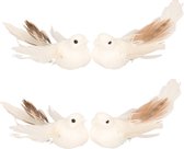 2x Witte glitter decoratie vogeltjes op clip 11 cm - Bruiloft/huwelijk versiering