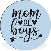 Citation fête des mères `` maman des garçons '' sur fond bleu Cercle mural aluminium - ⌀ 30 cm - peinture ronde - impression photo sur aluminium / dibond / cercle mural / cercle vivant / cercle de jardin (décoration murale)