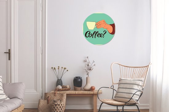Sticker papier peint cercle mural turquoise vintage Café - ⌀ 30 cm - peinture ronde - cercle de papier peint - cercle mural - cercle vivant - autocollant et découpe ronde