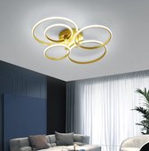5 Ring Plafondlamp Goud - Met Afstandsbediening - Smart lamp - Dimbaar Met App - Woonkamerlamp - Moderne lamp - Plafoniere