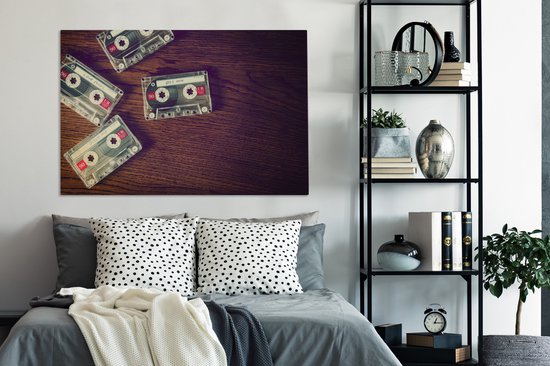 Cassettes sur toile de bureau 2cm 140x90 cm - Tirage photo sur toile (Décoration murale salon / chambre)