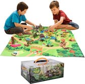 Play Adventures - Dinosaur World - Dino Speelmat - Dinosaurus Speelgoed - Met Opbergbox - 9 Dino's