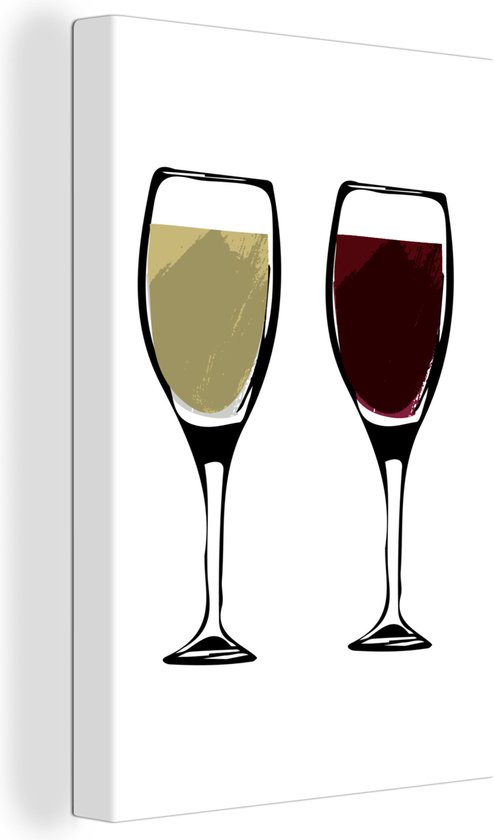 helpen Het eens zijn met Lastig Canvas Schilderij Illustratie - wijnglazen - wijn - Tekening - Afbeelding -  20x30 cm -... | bol.com