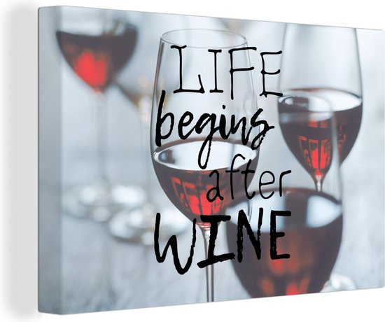 Peintures Sur Toile Citation Sur Le Vin La Life Commence Apres Le Vin Avec Des Bol Com