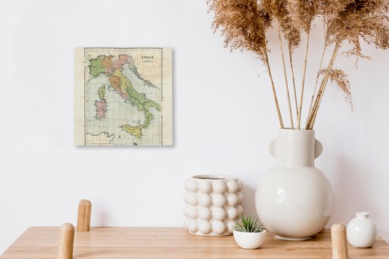 Tableau Tableau Vintage Carte d'Italie - 20x20 cm - Décoration murale