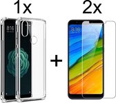 Xiaomi Mi A2 hoesje shock proof case transparant - 2x Xiaomi Mi A2 screenprotector