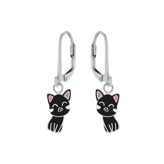 Boucles d'oreilles chat noir & blanc