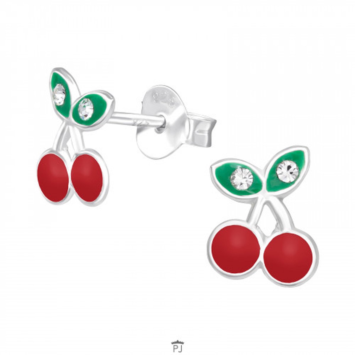 WeLoveSilver - zilveren oorstekers - kinderoorbellen - kersen design