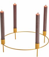 Chique Gouden Kandelaar Advent - 32 cm diameter - ronde kandelaar voor 4 kaarsen