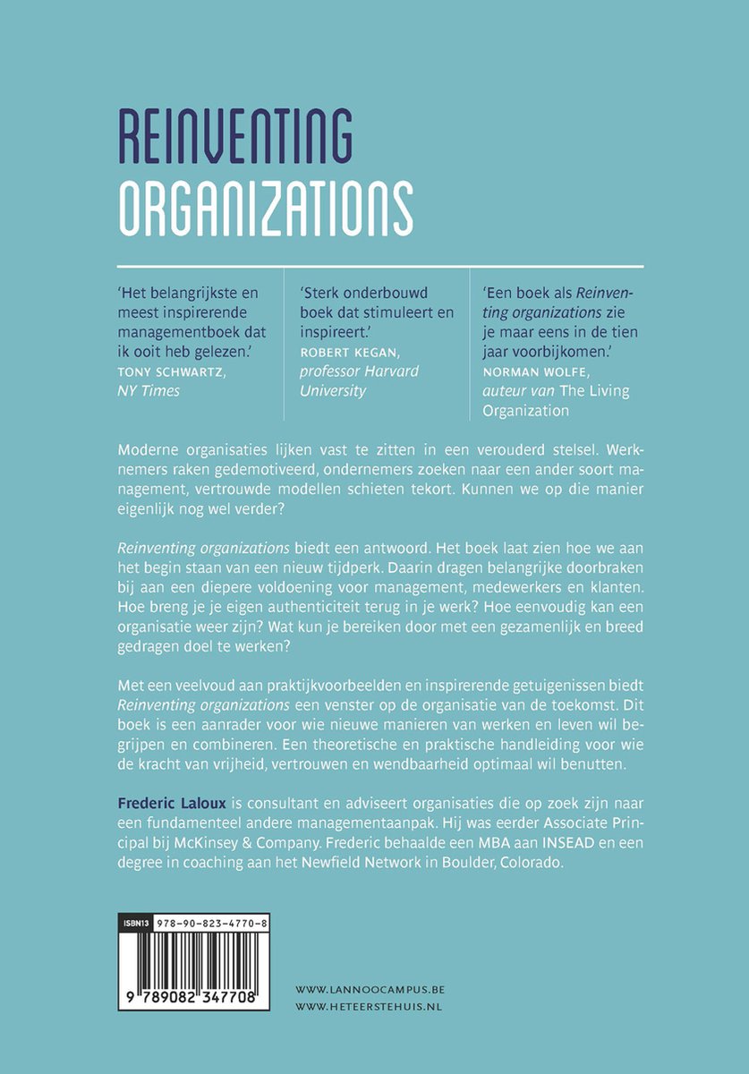 Reinventing organizations - back cover