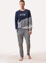 Feyza - Pyjama Set Voor Heren, Lange Mouwen, Donkerblauw - XL