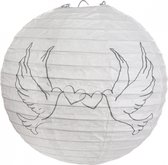 Lampion wit met vredes of bruidsduiven - lampion - duif - vredes teken - kerst - trouwen - decoratie - bruidsduif