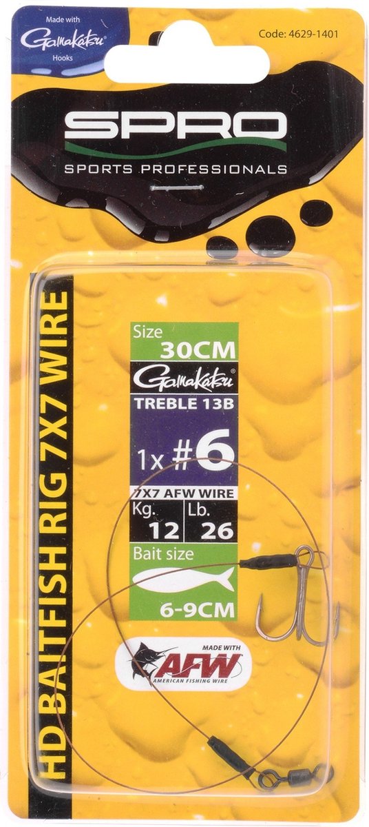 Spro Heavy Duty Baitfish Rig 7 x 7 - 30 cm - dreg - haakmaat 6