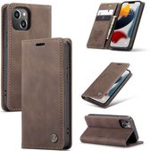 Caseme Geschikt voor Apple iPhone 13 Retro Wallet Case - Coffee