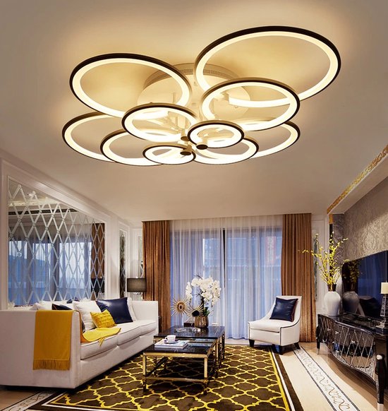 LED Plafondlamp Dimbaar 100cm, LED plafondverlichting 60-120W met Afstandsbediening App, Kleurverandering Moderne Woonkamerlamp Plafondlamp, Energiebesparend Eimming Slaapkamerlamp voor woonkamer