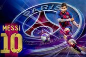 JJ-Art (Canvas) | Lionel Messi, woonkamer - slaapkamer | FC Barcelona, Paris Saint Germain, Parijs, Frankrijk, voetbal, sport, Spanje, modern, actie | Foto-Schilderij print op Canv
