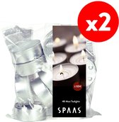 SPAAS Duopakket Maxi theelichten zak, waxinelichtjes - 2 x 40(80) stuks - ± 10 uur - wit - geurloos