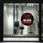 Black Friday Raamsticker - Binnen Ruit - 40 x 40 cm - Zwart met Rood en Wit - Vinyl - Raamdecoratie