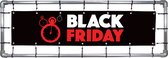 Black Friday Spandoek - 50 x 200 cm - Zwart met Rood en Wit - Herbruikbaar